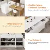 Modern 205 - 270 cm Extendable Wood Kitchen Island with Doors & Drawers, White