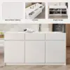 Modern 205 - 270 cm Extendable Wood Kitchen Island with Doors & Drawers, White