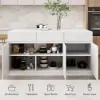 Modern 205 - 270 cm Extendable Wood Kitchen Island with Doors & Drawers, White