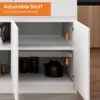 Modern 205 - 270 cm Extendable Wood Kitchen Island with Doors & Drawers, White