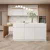 Modern 205 - 270 cm Extendable Wood Kitchen Island with Doors & Drawers, White