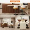 Modern 205 - 270 cm Extendable Wood Kitchen Island with Storage, Walnut – Beige