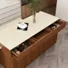 Modern 205 - 270 cm Extendable Wood Kitchen Island with Storage, Walnut – Beige