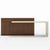 Modern 205 - 270 cm Extendable Wood Kitchen Island with Storage, Walnut – Beige
