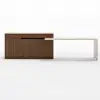 Modern 205 - 270 cm Extendable Wood Kitchen Island with Storage, Walnut – Beige