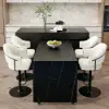 Modern 205 - 270 cm Extendable Marble Pattern Kitchen Island with Doors & Drawers, Black – 90cm