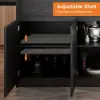 Modern 205 - 270 cm Extendable Marble Pattern Kitchen Island with Doors & Drawers, Black – 90cm