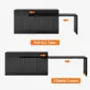 Modern 205 - 270 cm Extendable Marble Pattern Kitchen Island with Doors & Drawers, Black – 90cm