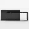 Modern 205 - 270 cm Extendable Marble Pattern Kitchen Island with Doors & Drawers, Black – 90cm