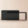 Modern 205 - 270 cm Extendable Marble Pattern Kitchen Island with Doors & Drawers, Black – 90cm