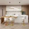 Modern 205 - 270 cm Extendable Marble Pattern Kitchen Island with Storage, Natural & White