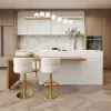 Modern 205 - 270 cm Extendable Marble Pattern Kitchen Island with Storage, Natural & White