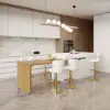 Modern 205 - 270 cm Extendable Marble Pattern Kitchen Island with Storage, Natural & White