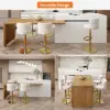 Modern 205 - 270 cm Extendable Marble Pattern Kitchen Island with Storage, Natural & White