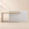 Modern 205 - 270 cm Extendable Marble Pattern Kitchen Island with Storage, Natural & White