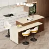 Modern 205 - 270 cm Extendable Wood Kitchen Island with Storage, Walnut