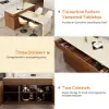 Modern 205 - 270 cm Extendable Wood Kitchen Island with Storage, Walnut
