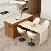 Modern 205 - 270 cm Extendable Wood Kitchen Island with Storage, Walnut