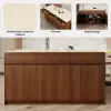 Modern 205 - 270 cm Extendable Wood Kitchen Island with Storage, Walnut