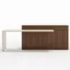 Modern 205 - 270 cm Extendable Wood Kitchen Island with Storage, Walnut