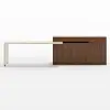 Modern 205 - 270 cm Extendable Wood Kitchen Island with Storage, Walnut