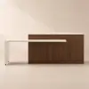 Modern 205 - 270 cm Extendable Wood Kitchen Island with Storage, Walnut