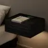 Wooden 1-Drawer Floating Bedside Table with Light & Charging Station – Rectangle