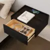 Wooden 1-Drawer Floating Bedside Table with Light & Charging Station – Rectangle