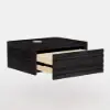 Wooden 1-Drawer Floating Nightstand with Light & Charging Station, 2er Set – Rectangle
