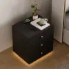 Krila Floating 3-Drawer LED Smart Bedside Table with Light – Square – AUD-H1985