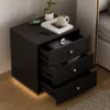 Krila Floating 3-Drawer LED Smart Bedside Table with Light – Square – AUD-H1985
