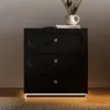 Krila Floating 3-Drawer LED Smart Bedside Table with Light – Square – AUD-H1985