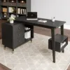 Ultic 120 cm L-Shaped Black Rotating Desk with Storage