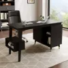 Ultic 120 cm L-Shaped Black Rotating Desk with Storage
