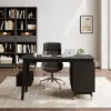 Ultic 120 cm L-Shaped Black Rotating Desk with Storage