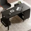 Ultic 120 cm L-Shaped Black Rotating Desk with Storage