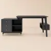 Ultic 120 cm L-Shaped Black Rotating Desk with Storage