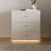 Krila Floating 3-Drawer LED Smart Nightstand with Light Set of 2 – Square – AUD-H1987