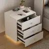 Krila Floating 3-Drawer LED Smart Nightstand with Light Set of 2 – Square – AUD-H1987