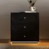 Krila Floating 3-Drawer LED Smart Nightstand with Light Set of 2 – Square – AUD-H1988