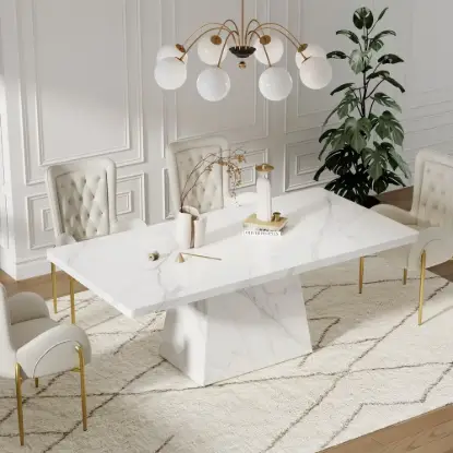 200 cm Modern Rectangular Sintered Stone Dining Table, Indoor/Outdoor, Seats 6-8