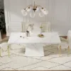 200 cm Modern Rectangular Sintered Stone Dining Table, Indoor/Outdoor, Seats 6-8
