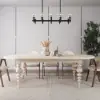 Mid-Century Modern 200 - 240 cm Extendable Whitewash Oval Dining Table, Seats 6–10