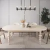 Mid-Century Modern 200 - 240 cm Extendable Whitewash Oval Dining Table, Seats 6–10