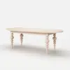 Mid-Century Modern 200 - 240 cm Extendable Whitewash Oval Dining Table, Seats 6–10