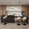Picture of Modern 205 - 270 cm Extendable Sintered Stone Kitchen Island with Doors & Drawers, Black