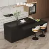 Picture of Modern 205 - 270 cm Extendable Sintered Stone Kitchen Island with Doors & Drawers, Black