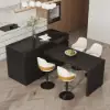 Picture of Modern 205 - 270 cm Extendable Sintered Stone Kitchen Island with Doors & Drawers, Black