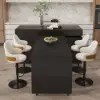 Picture of Modern 205 - 270 cm Extendable Sintered Stone Kitchen Island with Doors & Drawers, Black