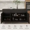 Picture of Modern 205 - 270 cm Extendable Sintered Stone Kitchen Island with Doors & Drawers, Black
